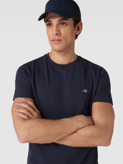 Gant T-shirt met labelstitching Marineblauw - 3