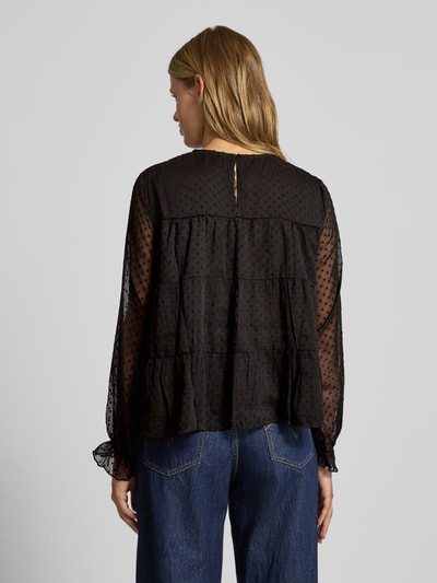 Only Relaxed fit blouse met lange mouwen en dobbystructuur, model 'ELIZA LIFE' Zwart - 5