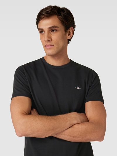 Gant T-shirt met labelstitching Zwart - 3