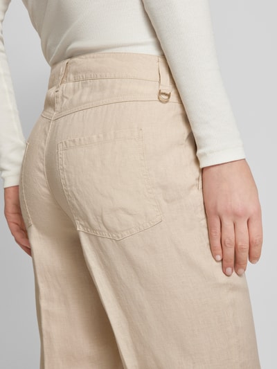 MAC Regular fit linnen broek met verkort model, model 'Nora' Beige - 3