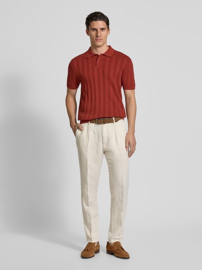 MCNEAL Regular Fit Strickpolo mit Strukturmuster Dunkelrot 1