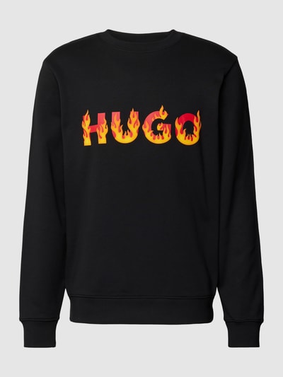 HUGO Sweatshirt met labelprint, model 'Ditmo' Zwart - 2