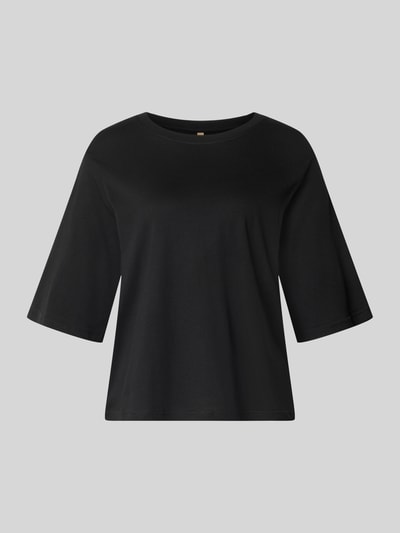Produktfoto, Boxy Fit T-Shirt aus Bio-Baumwolle Modell 'Derby' von Soyaconcept, Damen T-Shirt in Schwarz, Rundhalsausschnitt, Rückenlänge 57 cm, Größe S, glatte Oberfläche