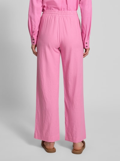 FREE/QUENT Straight leg linnen broek met steekzakken, model 'Lavea' Felroze - 5