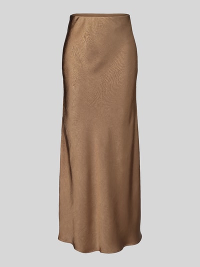 Produktfoto, Leicht ausgestellter Maxi-Rock mit elastischem Bund von Jake*s Collection in Braun mit feiner, leicht glänzender Struktur und glatter Oberfläche.