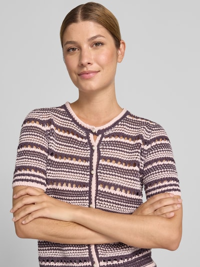 Rich & Royal Cardigan mit 1/2-Arm und Rundhalsausschnitt Aubergine 3