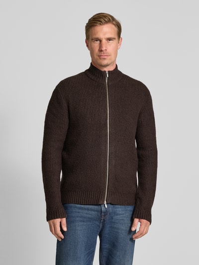 JAKE*S STUDIO MEN Gebreid vest met opstaande kraag Donkerbruin - 4