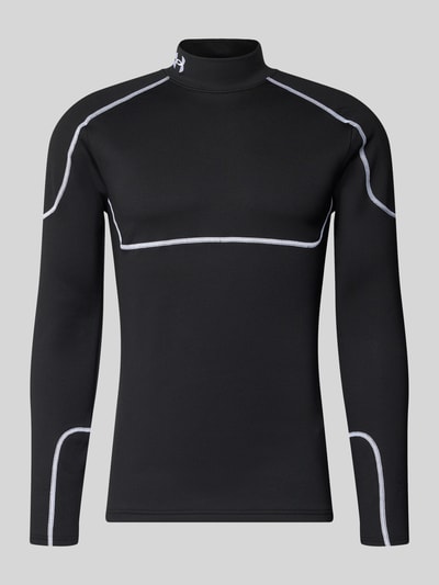Produktfoto, zwart Funktionsshirt met opstaande kraag en label-stitching van Under Armour, slim fit, Cold Weather Grid, materiaal-mix.