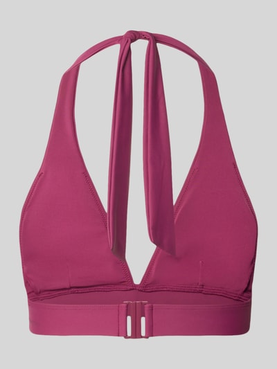 Produktfoto, Bikini-Oberteil mit Label-Detail von Marc O’Polo in uni Pink, Neckholder-Träger, gefüttert, Klickverschluss, Jersey-Stretch