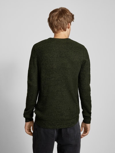 Jack & Jones Sweter z dzianiny z okrągłym dekoltem model ‘LEWIS’ Ciemnozielony melanż 5