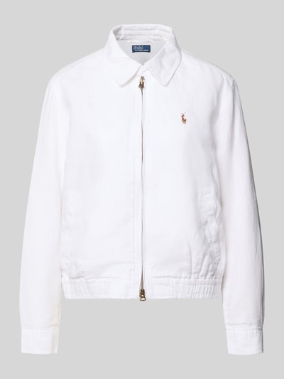 Produktfoto, Regular Fit Jacke aus reinem Leinen van Polo Ralph Lauren in effen kleuren met platte kraag, tweewegritssluiting, gestikt logo, steekzakken, elastische rompzoom, materiaal: linnen