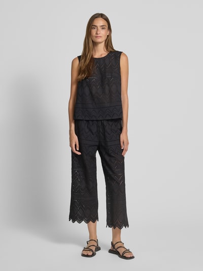 Christian Berg Woman Selection Regular fit culotte met broderie anglaise Zwart - 1