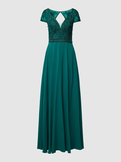 Luxuar Abendkleid mit Spitzenbesatz Dunkelgruen 2