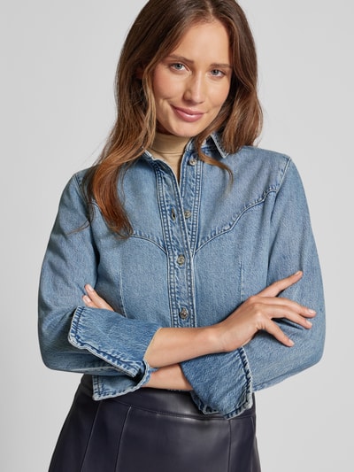 Mango Regular Fit Jeansbluse mit Umlegekragen Modell 'VENETIA' Jeansblau 3