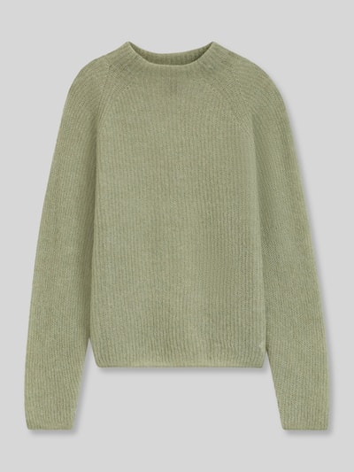 BOSS relaxed fit pullover van wolmix met opstaande kraag Lindegroen - 2