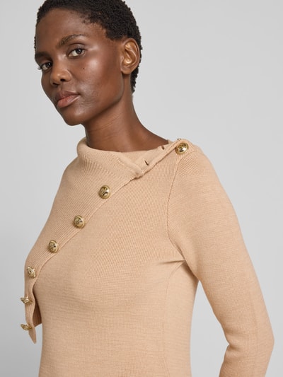 Rabanne Wollpullover in Strick-Optik Beige 3