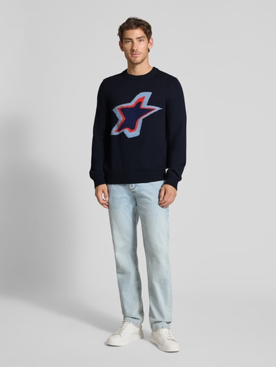 Paul Smith Strickpullover mit gerippten Abschlüssen Marine 1