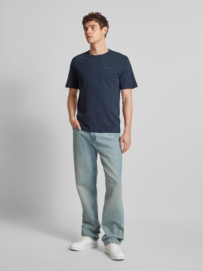 Pepe Jeans T-shirt met labelstitching, model 'Connor' Marineblauw - 1