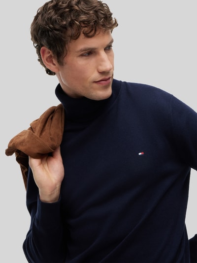 Tommy Hilfiger Regular Fit Rollkragenpullover aus Baumwoll-Kaschmir-Mix Marine 3