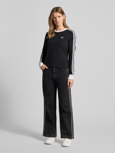 adidas Originals Bluzka z długim rękawem o kroju regular fit z mieszanki bawełny Czarny 1