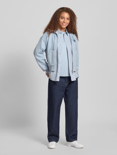 Carhartt Work In Progress Relaxed fit blouse met borstzak, model 'Grimsby' Lichtblauw - 1