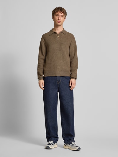 Redefined Rebel Gebreide pullover met polokraag, model 'NIXON' Middenbruin gemêleerd - 1