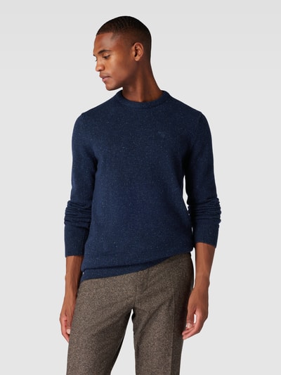 Barbour Strickpullover in Melange-Optik aus Woll-Mix mit Seiden-Anteil Marine 4