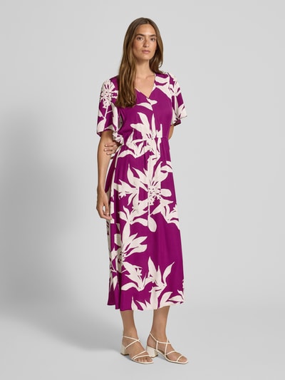 Marc O'Polo Uitlopende midi-jurk van soepel viscose-twill Fuchsia - 1