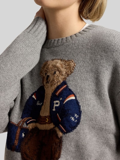 Polo Ralph Lauren Regular fit pullover van mix van wol en kasjmier met Polo-Bear-motief Grafiet - 3