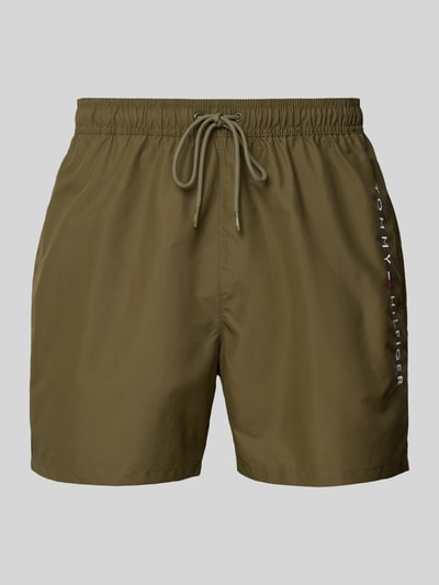 Tommy Hilfiger Regular Fit Badeshorts mit Tunnelzug Oliv 1