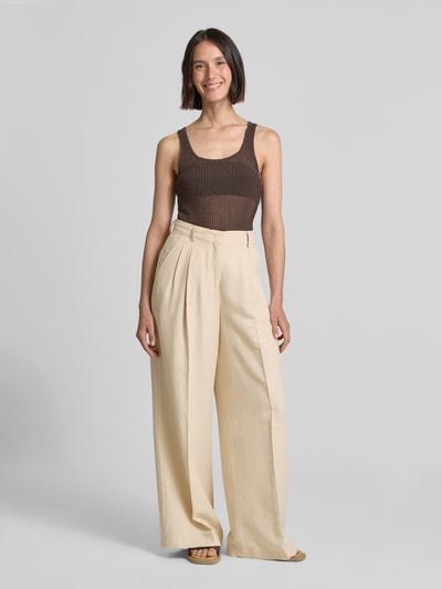 Mango Stricktop in semitransparentem Design Modell 'GERANIO' Dunkelbraun 1