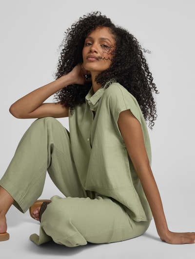 ICHI Bluzka o kroju regular fit z mieszanki lnu i wiskozy z listwą guzikową Trzcinowy 3