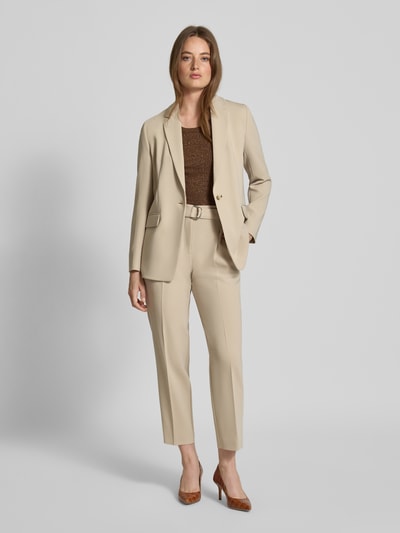 BOSS Spodnie o kroju regular fit z krepy odpornej na zagniecenia  Beżowy 1