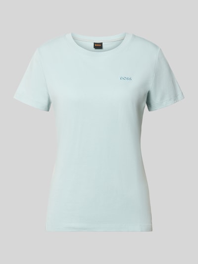 Productfoto, lichtblauw regular fit T-shirt van pure katoen model 'C_ESOGO_1' van BOSS Orange dames T-shirt.
