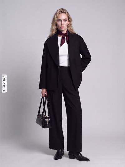 VERO MODA kurtka z pluszu/ze sztucznego futra z wiązanym paskiem, krój regular fit model 'ANNE' Czarny 1