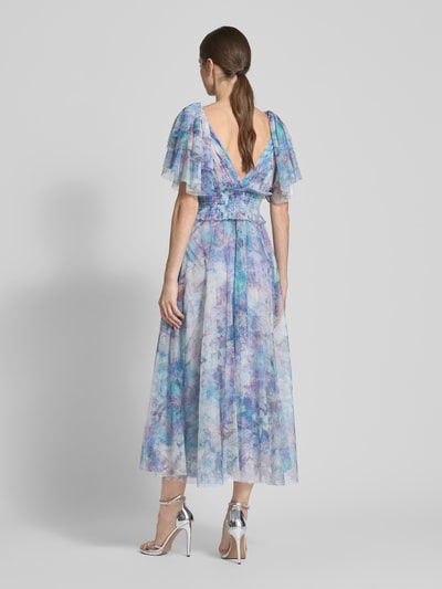 LACE & BEADS Knielanges Cocktailkleid mit V-Ausschnitt Blau 5