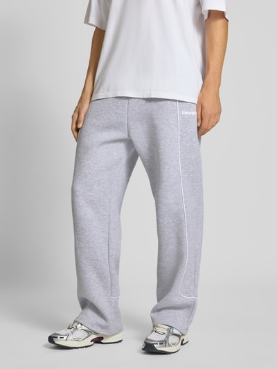 REVIEW Straight leg sweatpants met elastische band Lichtgrijs gemêleerd - 4