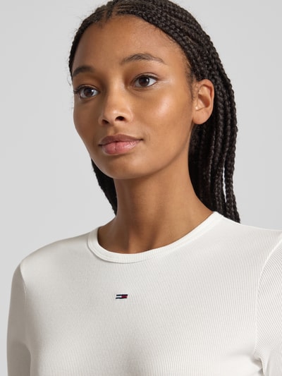 Tommy Jeans Slim fit shirt met lange mouwen van ribstof Offwhite - 3