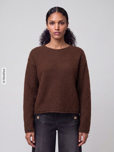 BOSS Orange Regular Fit Pullover aus Alpaka-Mix mit Woll-Anteil Modell 'C_Follettino' Mittelbraun 4
