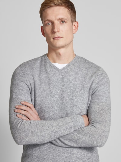 Christian Berg Men Strickpullover mit gerippten Abschlüssen Mittelgrau Melange 3