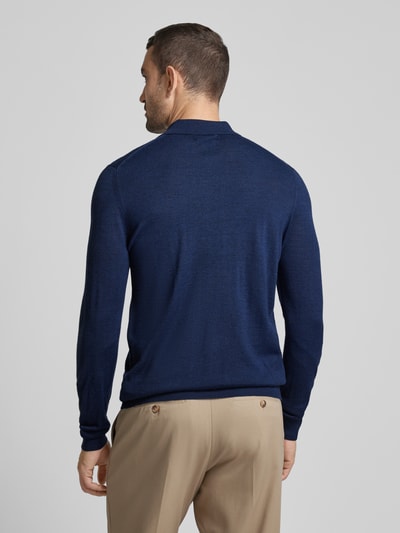 Christian Berg Men Strickpullover mit kurzem Reißverschluss Dunkelblau Melange 5