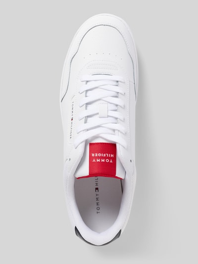 Produktfoto, Low Top Sneaker aus Leder-Mix Modell 'BASKET CORE LITE' von Tommy Hilfiger, efekt: jednolity kolor, zaokrąglony nosek, płaska podeszwa, aplikacja z logo, nadruk z logo, naszywka z logo, detal w kontrastowym kolorze, wiązanie, profilowana podeszwa, mieszanka skóry