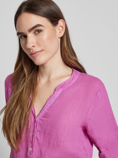 Heartkiss Linnen blouse met tuniekkraag Fuchsia - 3