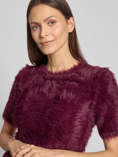 Vero Moda Regular Fit Strickpullover in Kunstfell-Optik Modell 'FLUFFY' Bordeaux 3
