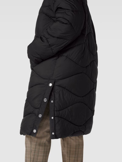 Marina Rinaldi PLUS SIZE gewatteerde lange jas met afneembare capuchon, model 'PANIFLO' Zwart - 3