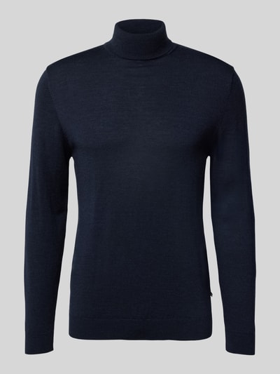 Matinique Gebreide pullover met ribboorden, model 'parcusman' Marineblauw - 2