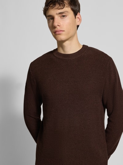 Superdry Sweter z dzianiny z prążkowanymi wykończeniami Ciemnobrązowy 3