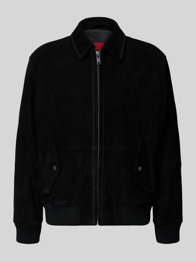 HUGO Super slim fit leren jack van geitenleer model 'Lemai' Zwart - 2