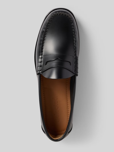 Produktfoto, Loafer aus echtem Leder Modell 'BILLY' von SELECTED HOMME, unifarben, abgerundete quadratische Schuhspitze, glatte Textur.