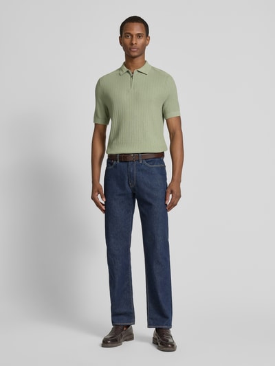 SELECTED HOMME Poloshirt mit kurzem Reißverschluss Hellgruen 1